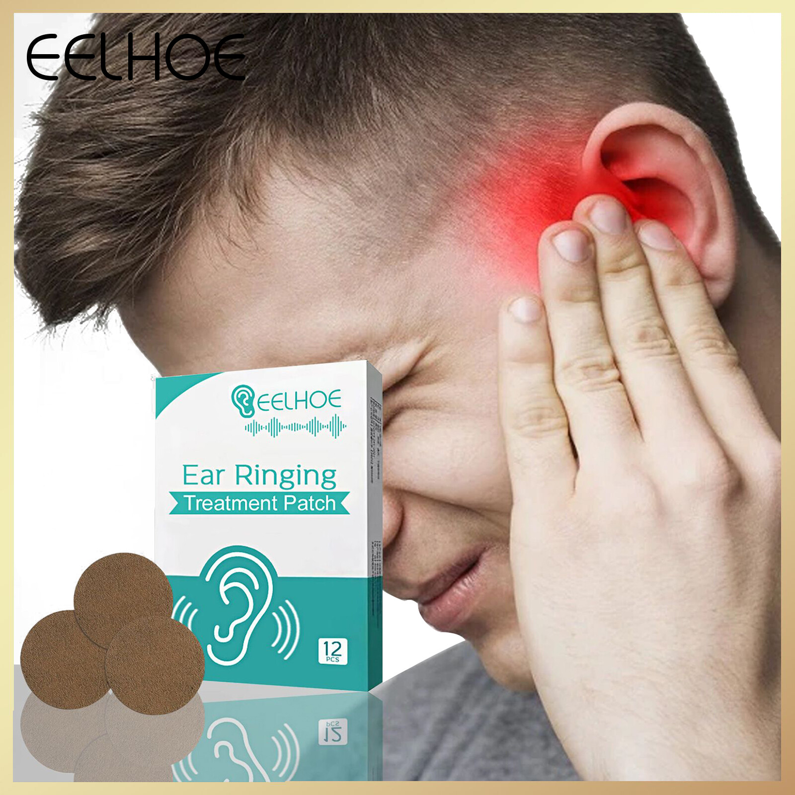Eelhoe Ear Ringing Patch Natural Ringing Buzzing Relief Patch Ear Tinnitus Patch Health Care For Ear Pain Ear Ringing Relieving Patch Hearing Loss Natural Herbal Patch Protect (12pcs/box)