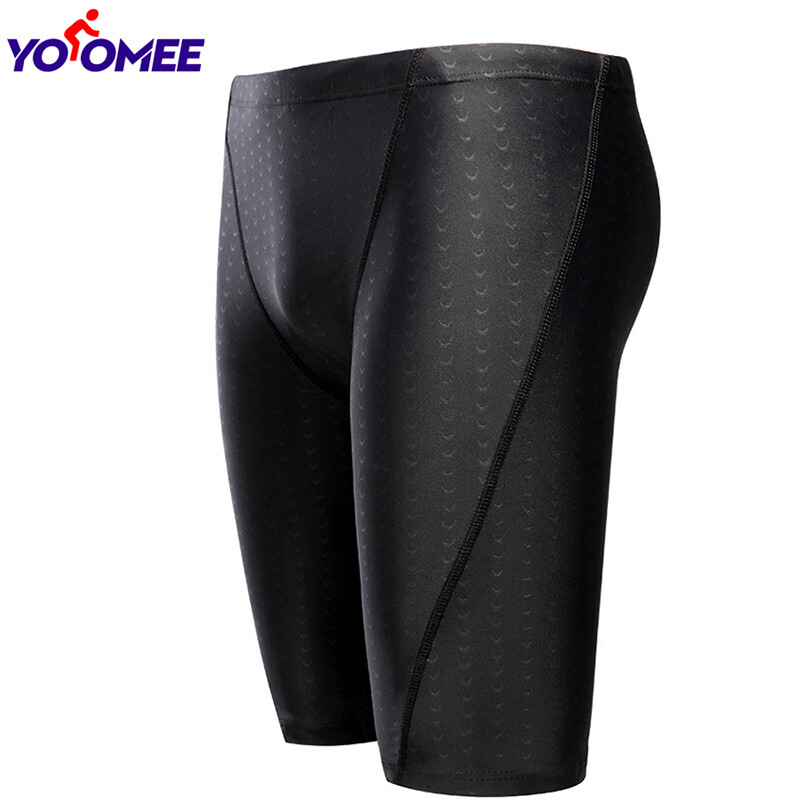 Yoomee 1Pcs Sharkskin Men Swimming Trunks Swimming Pant Swimming Trunks Waterproof Quick-drying Swim Trousers Training Swimsuit Tether