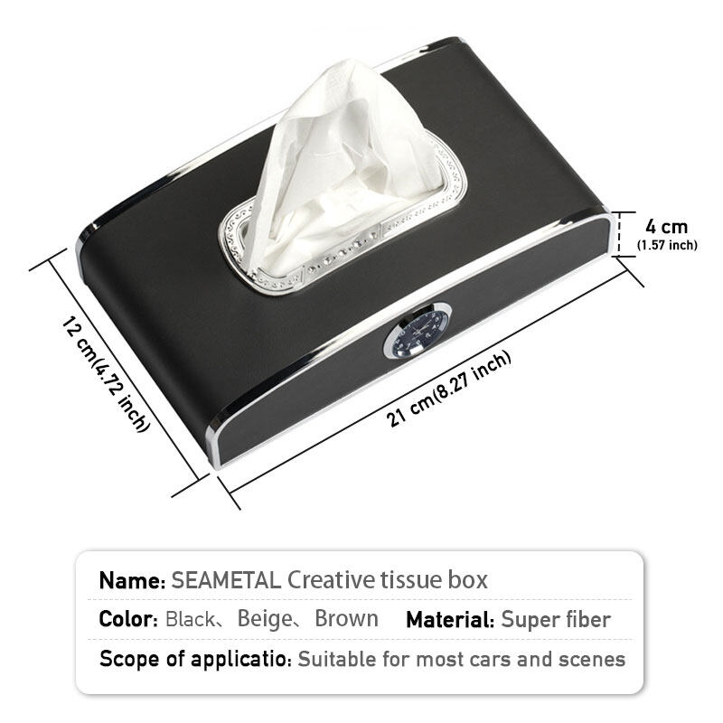 Luxury Car Tissue Holder Microfiber Leather Napkin Holder with Quartz