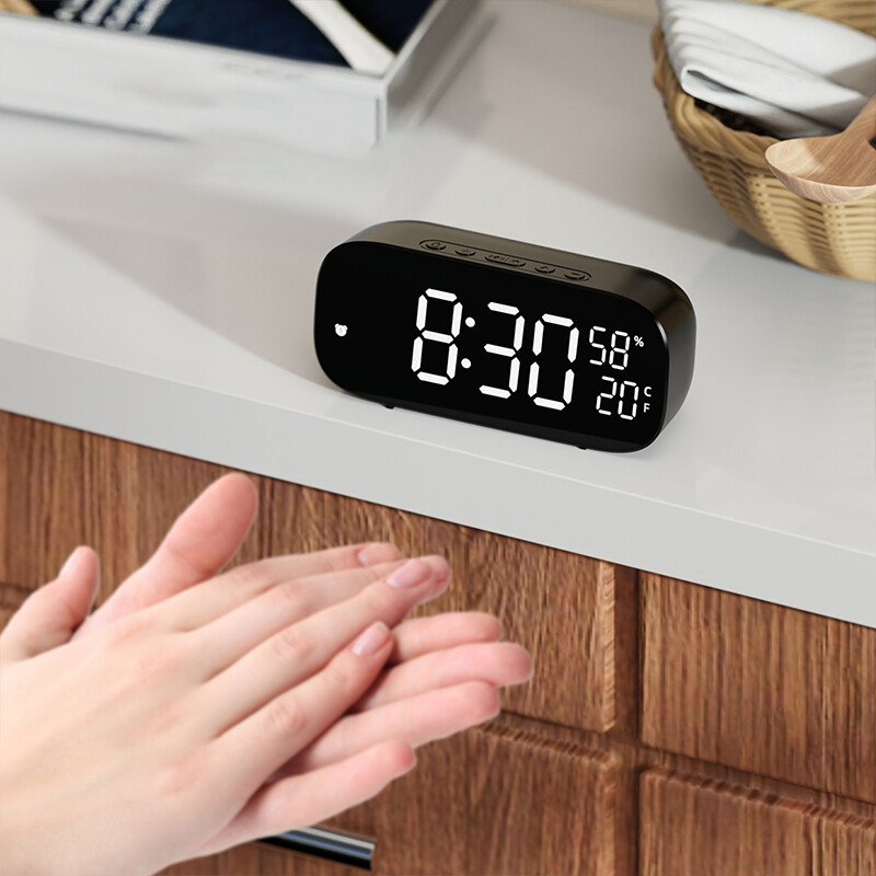 XINLANYASHE [Miễn Phí Vận Chuyển]LED đa năng đồng hồ điện tử kỹ thuật số, đồng hồ báo thức, Plug-in Hai công dụng điều khiển bằng giọng nói nhiệt độ và độ ẩm thời gian nhanh chóng