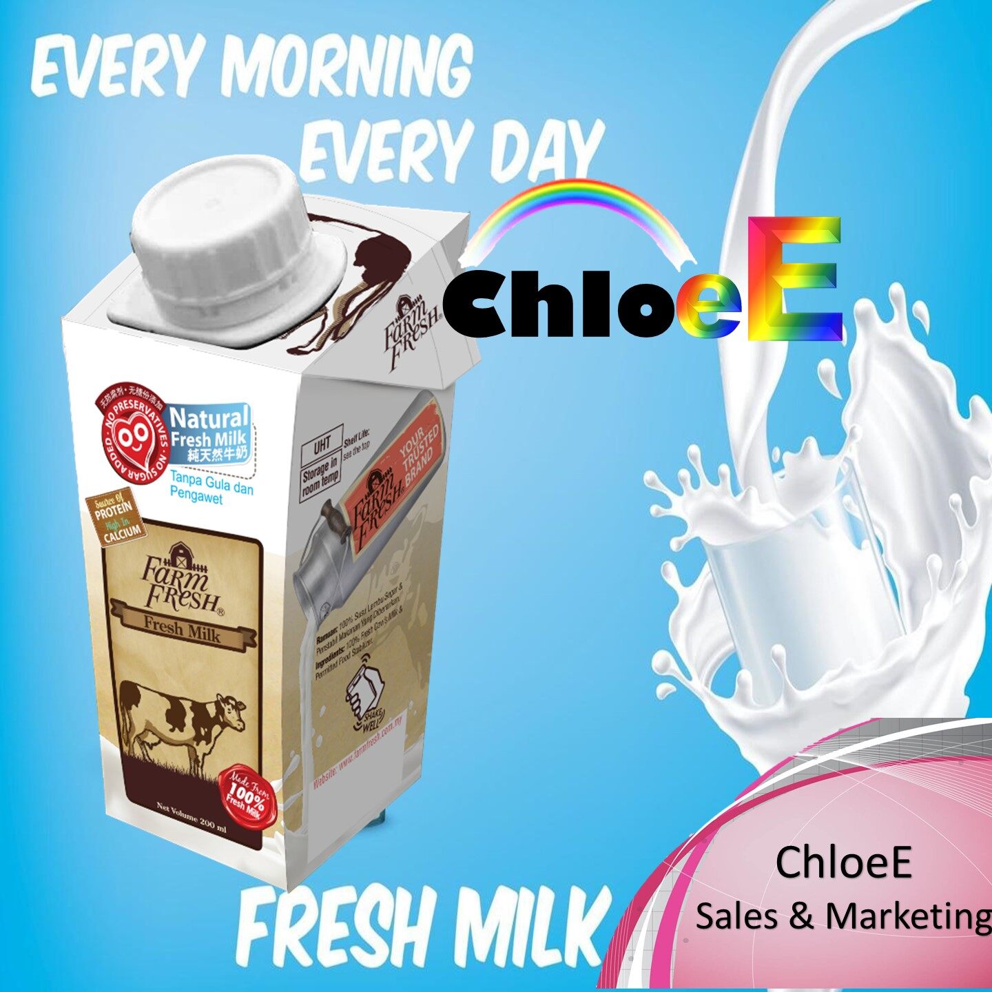 FARM FRESH UHT MILK 200G X HALF CARTON (200ml x 12 packs) FRESH