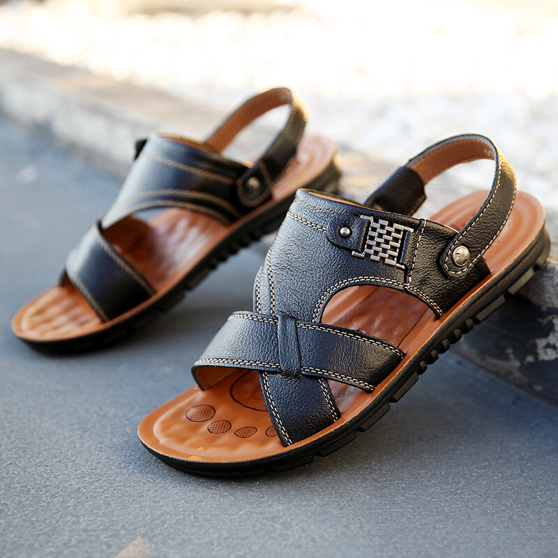 Hitz Men Black Leather Casual Sandals – Hitz Shoes Online-anthinhphatland.vn