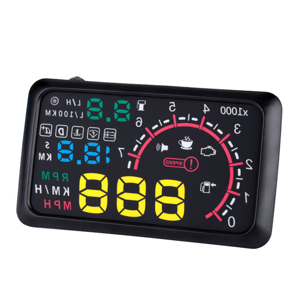Car HUD Head Up Display 5.5  KM/h & MPH Speeding Warning OBD2 Interface Windshield Projector Multiple-Color Bright Speeding Warning System