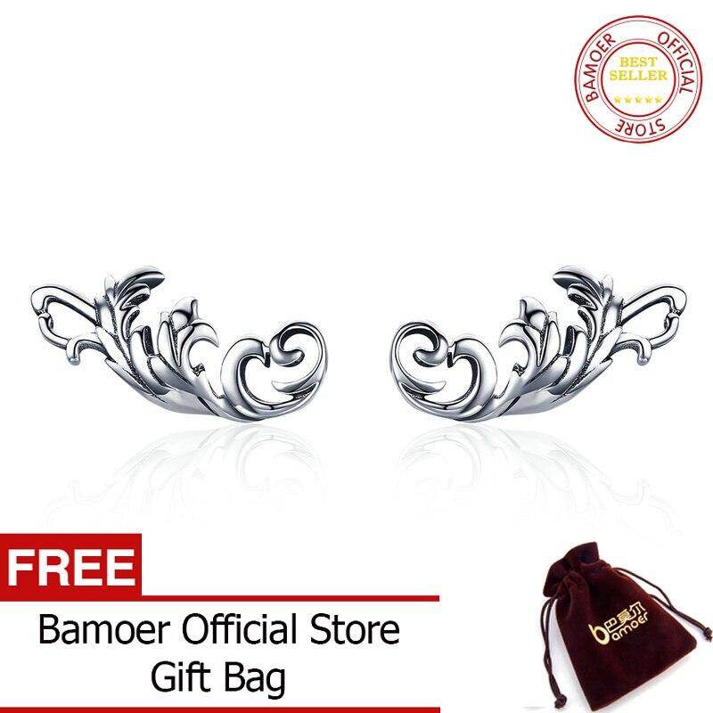 BAMOER Vintage 925 Sterling Silver Retro European Stud Earrings Twisted Line Women Earrings Sterling Silver Jewelry SCE580 May