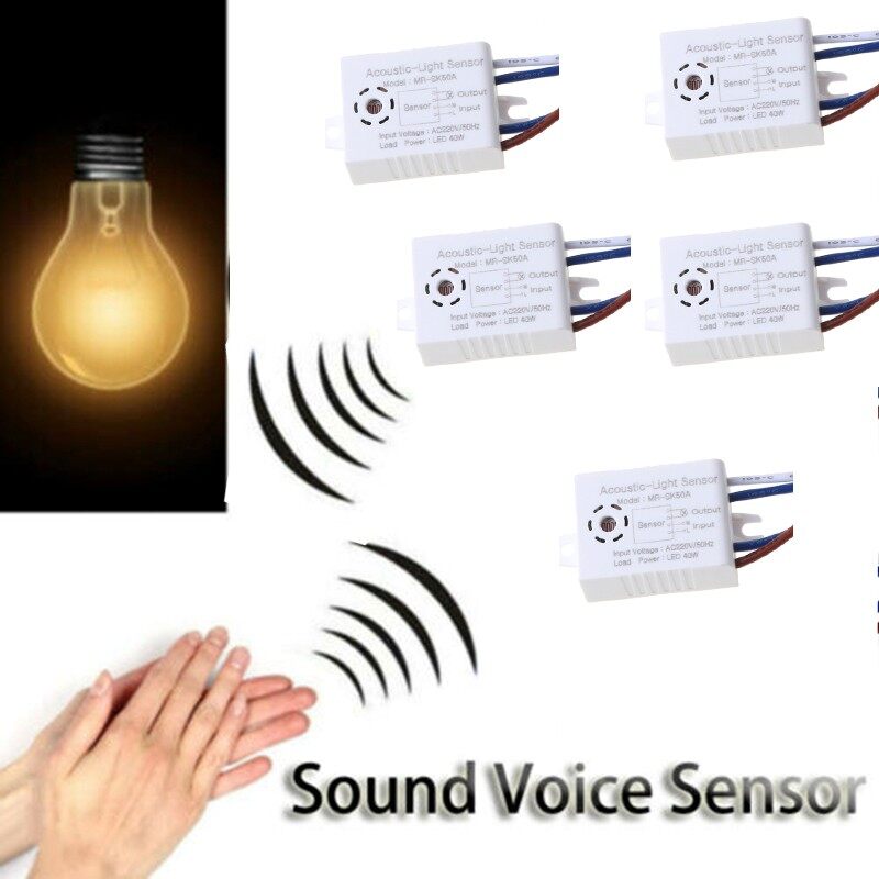 E Life Smart Store LED Sound Sensor Switch Module 220V Detector Sound Voice Sensor Intelligent Auto On Off Light Switch Automatic Voice Control Sensor Detector Switch 1-40W Ceiling Lamp Smart Voice Control Sensor