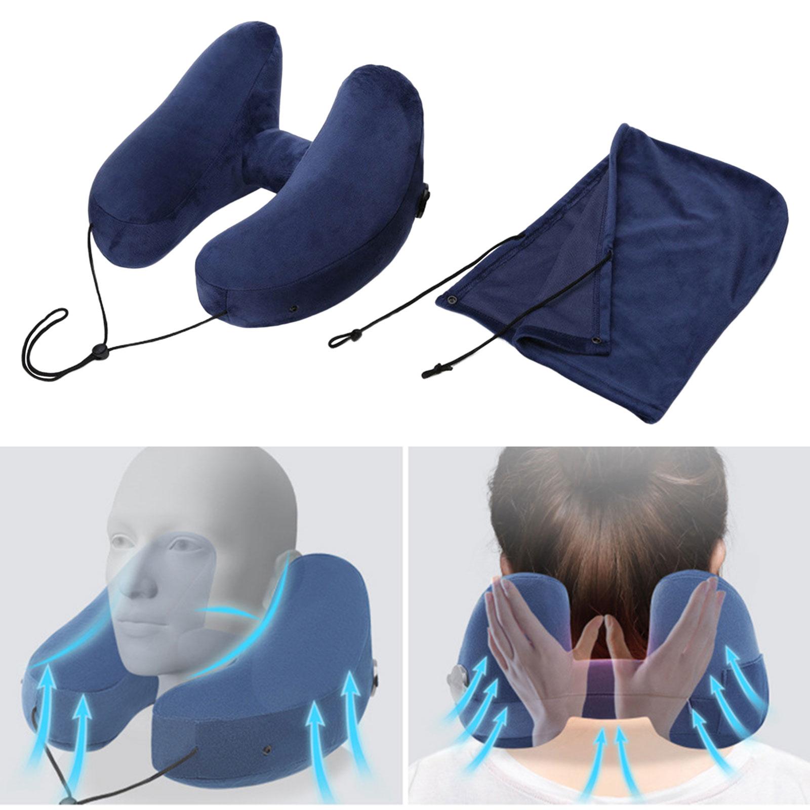 ZYSoil Portable Travel Inflatable Neck Pillow with Hoodie Traveling Pillow Airplane Cushion