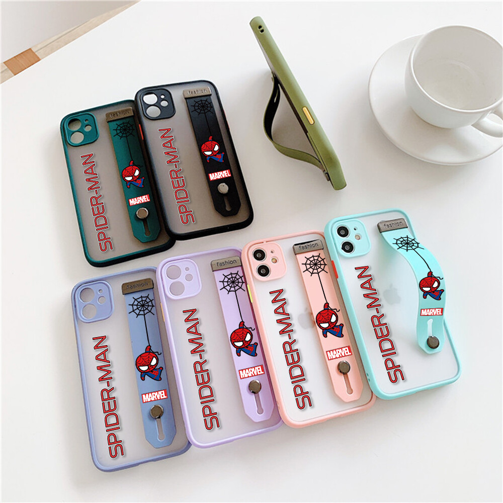 (With Wristband)Hontinga Casing Case For Samsung Galaxy Note10 Note 10 Plus Case Shockproof Marvel Spider-Man Cartoon Transparent Phone Case Soft Edge Full Lens Camera Protector Back Cover Hard Case For Boys