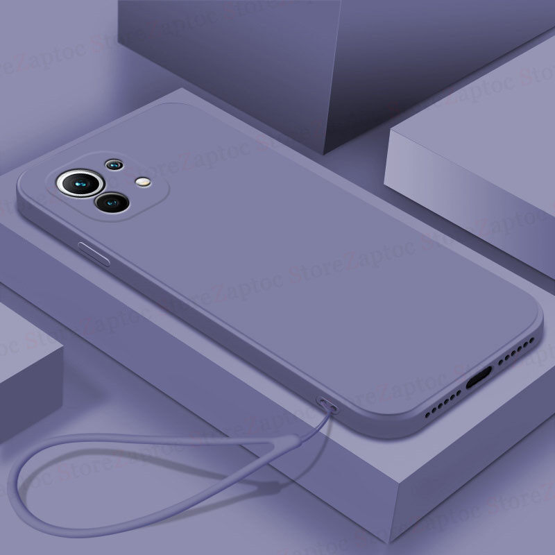 Soft Casing For Xiaomi Mi 11 Lite/Mi 11 Lite 5G/Mi 11 Lite 5G NE Phone Case【Free Lanyard】Straight Edge Liquid Silicone Cover Full Coverage Loverly Cute Candy Back Case Six Colors