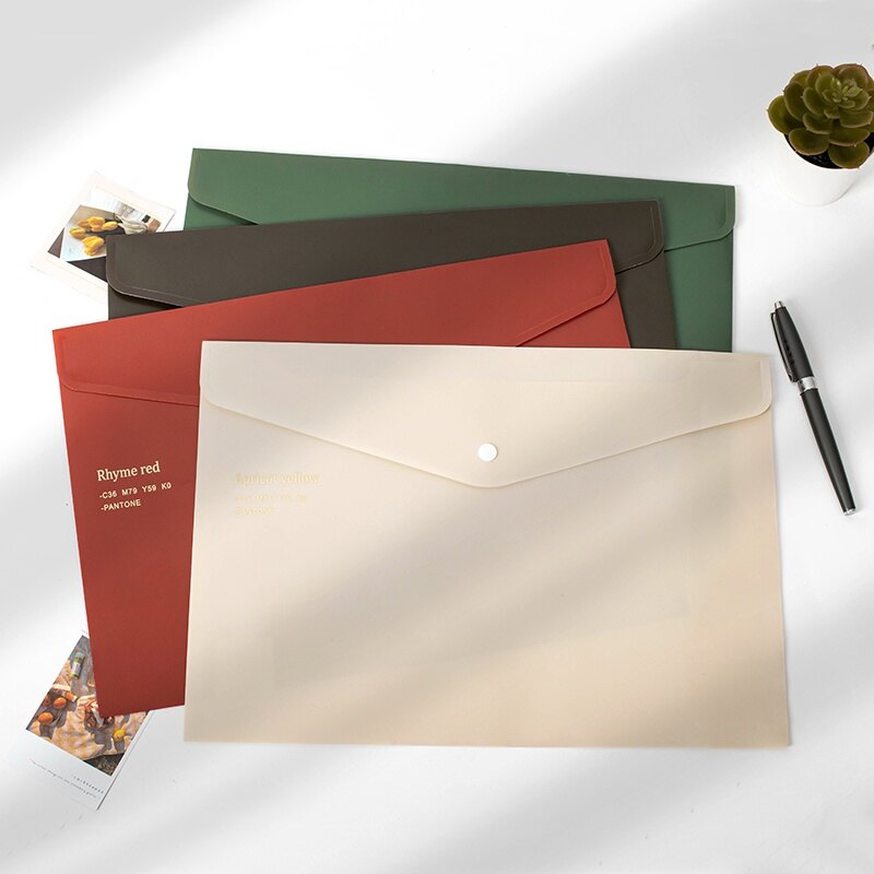 【Free Shipping】Envelope Folder Storage Bag Retro A4 Large Capacity Paper Clip Document Storage