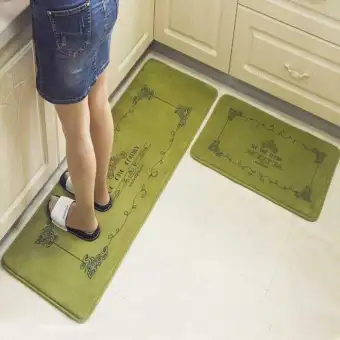 2pcs Anti Slip Kitchen Floor Mat Washable Oilproof Water Absorbing