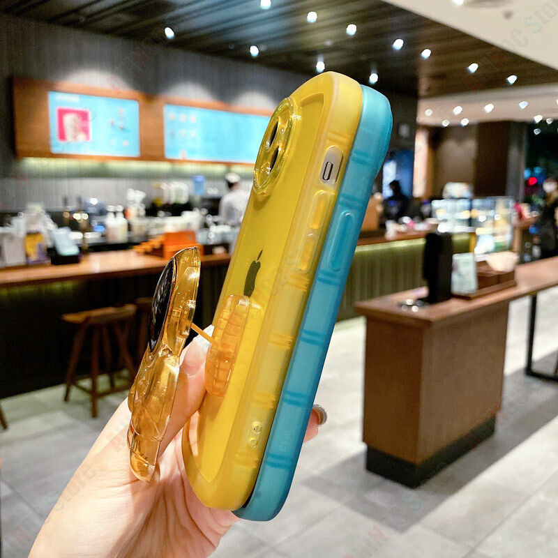 For Realme C55 Phone Case With Astronaut Bracket Soft Transparent Stand Casing Candy Color Camera Protection Back Cover