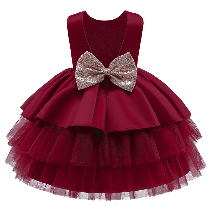 MQATZ Summer Big Bow Dress Kids Evening Dresses For Children Show Costume V-Neck Party Dress Girl Infant Vestido Sleeveless 3-10 Years  L1966XZ