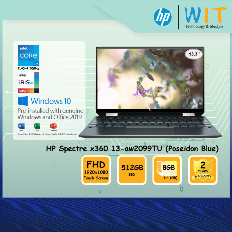 HP 2-in- Laptop Spectre x360 13-aw2099TU(Poseidon Blue)/Intel Core i5-1135G7 2.40~4.20Ghz/8GB D4(OB)/512GB SSD/13.3 FHD TouchScreen/Intel Iris Xe Malaysia
