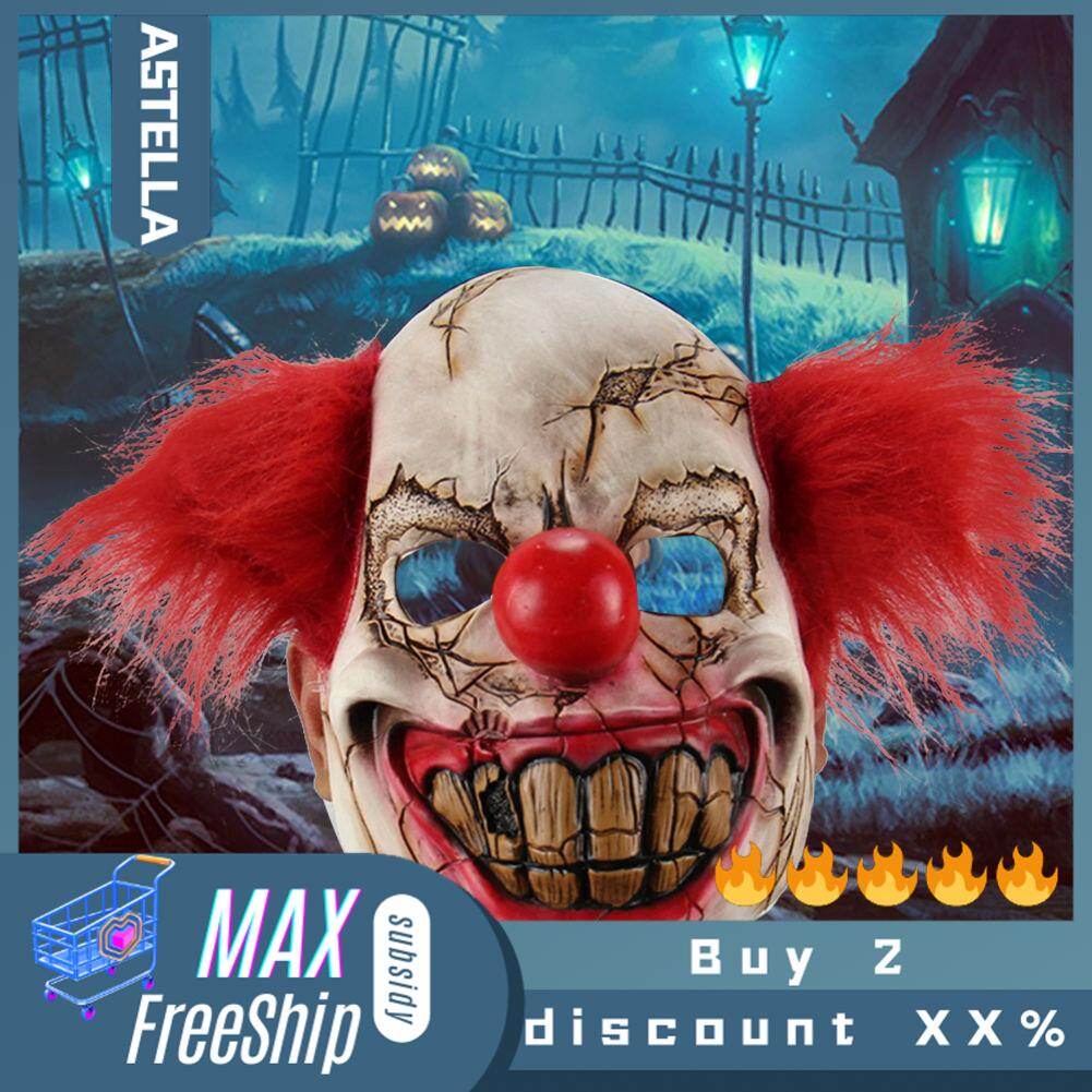 ASTELLA Full Face Latex Mask Scary Clown Halloween Costume Evil Creepy Party Horror Prop