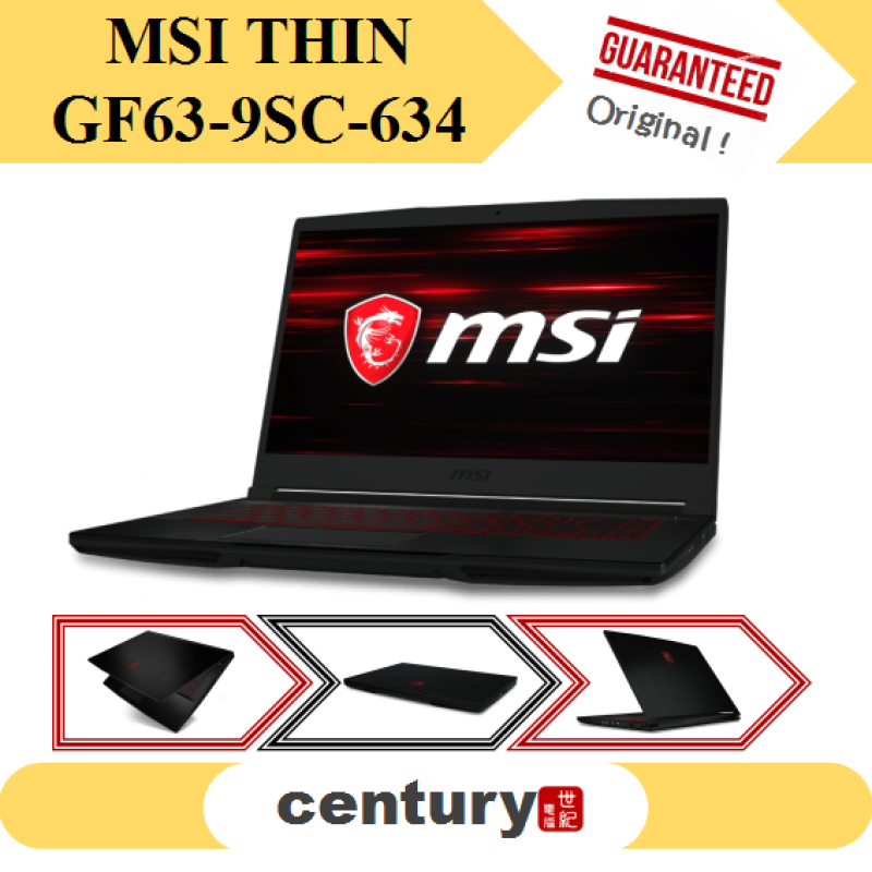 MSI THIN GF63-9SC-634 Gaming Laptop (i5-9300H/4GB/512GB SSD/GTX1650 4GB/15.6 FHD IPS/WIN 10/2 YRS)+ Backpack Malaysia