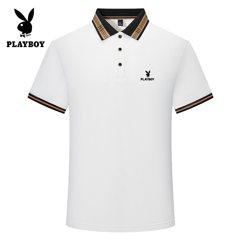 PLAYBOY 2024 Summer New Fashion Business Casual Lapel Embroidered Short Sleeve Polo Shirt