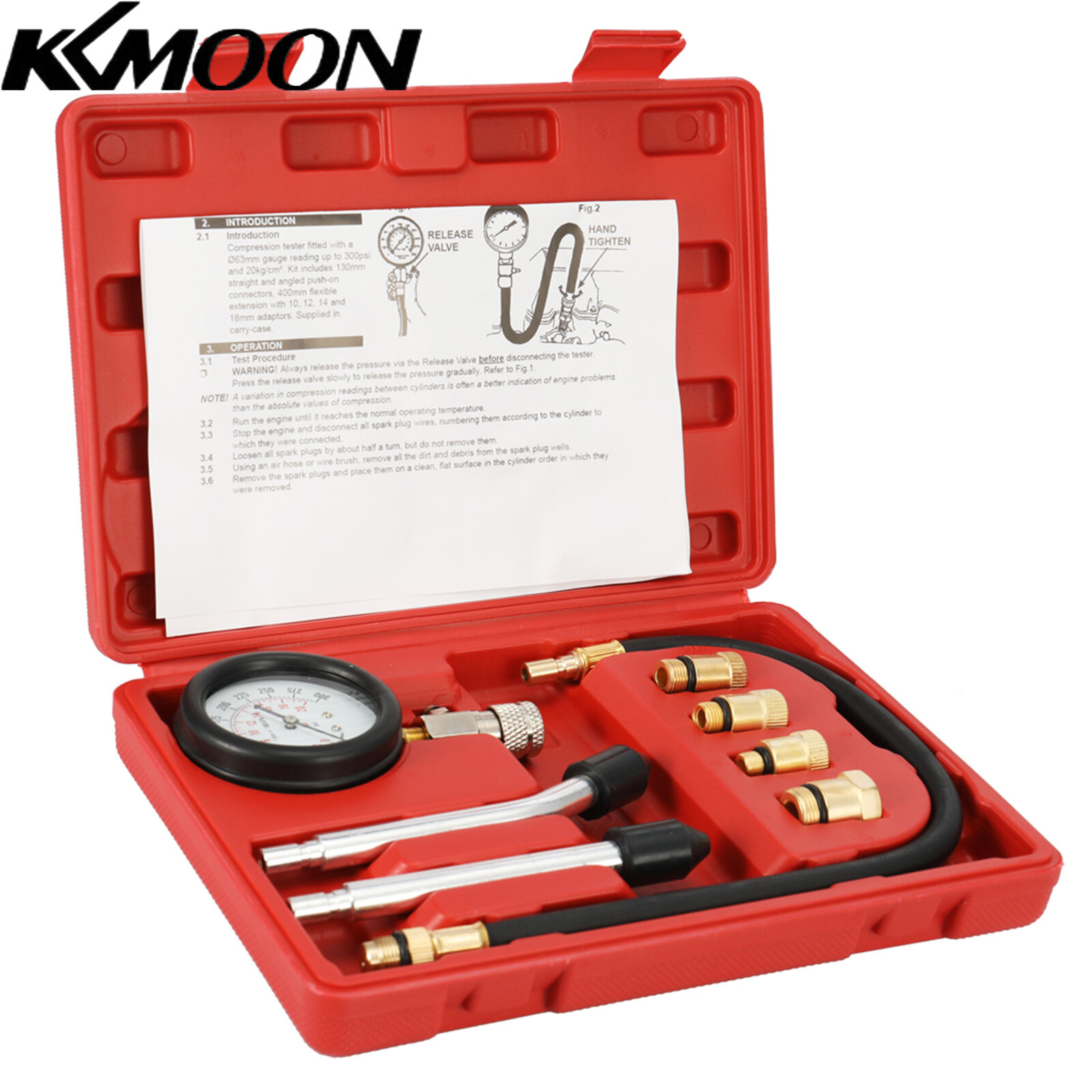8PCS Gasoline Engine Compression Tester Cylinder Compression Gas Engine Set Automotive Tool Gauge for Car & Truck