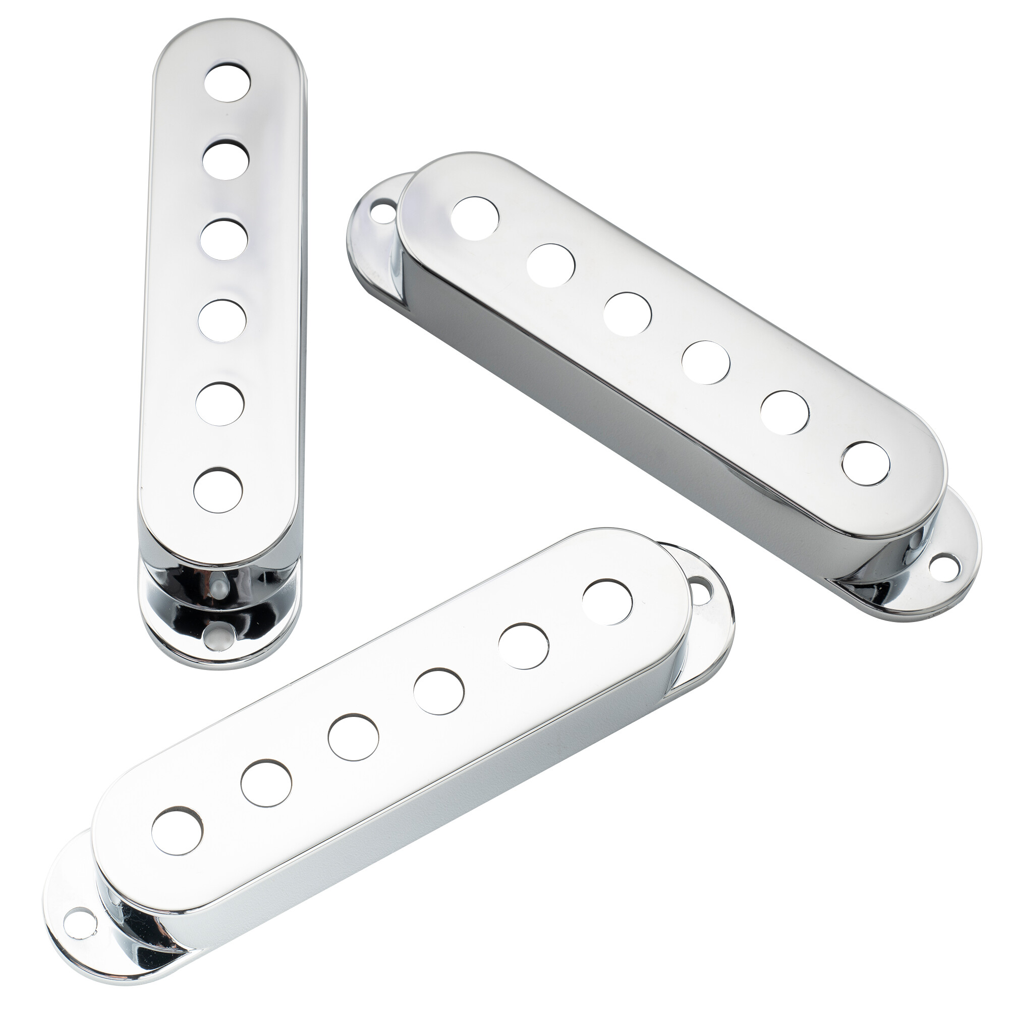 Musiclily Basic 52mm Plastic Strat Style Guitar Single Coil Pickup Covers Set, Chrome (Set of 3)