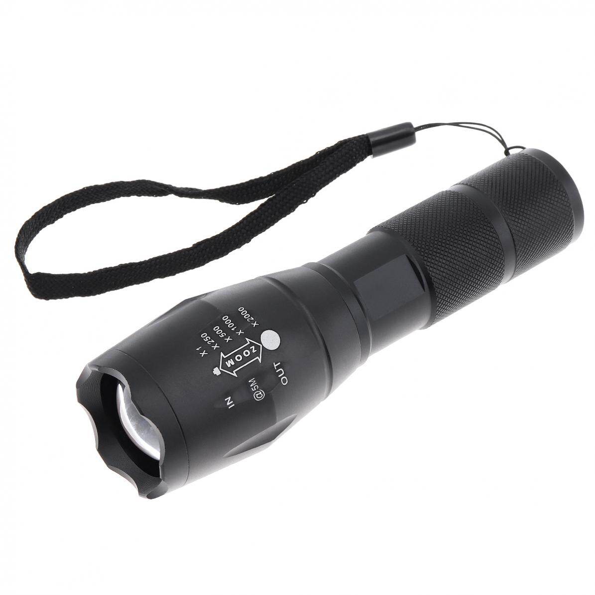 A100 4 Light Modes Red Green Blue White Light LED Flashlight with Adjustable Focus Waterproof for Camping / Hiking / Fishing