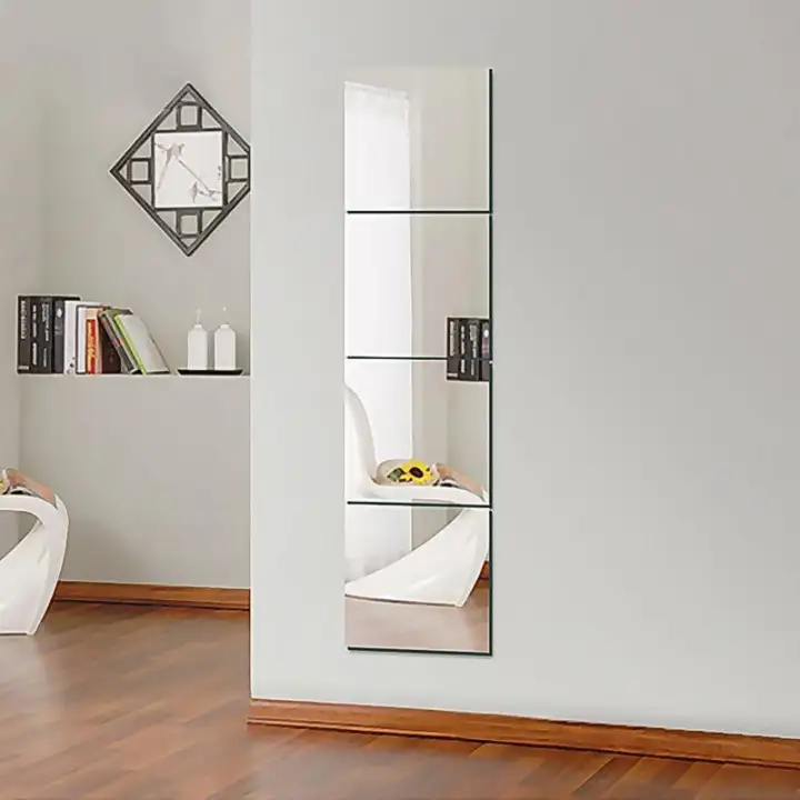 Ka Hues 16pcs 15 X15cm Square Mirror Wall Stickers Plastic Toilet Mirror Wall Stickers Plastic Toilet