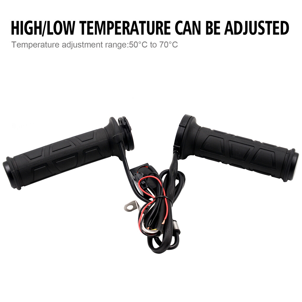 Universal Heated Handlebar Grip Clamp-on Adjustable Temperature Handgrip Hand Warmer Motorcycle Protectors 12V Automobile Parts