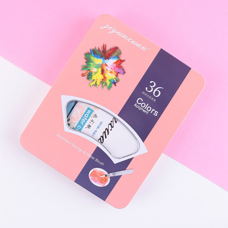 Brand New 12/18/24/36/48 Colors solid Watercolor Paint Set With Brush water colours Pigments painting Art Supplies