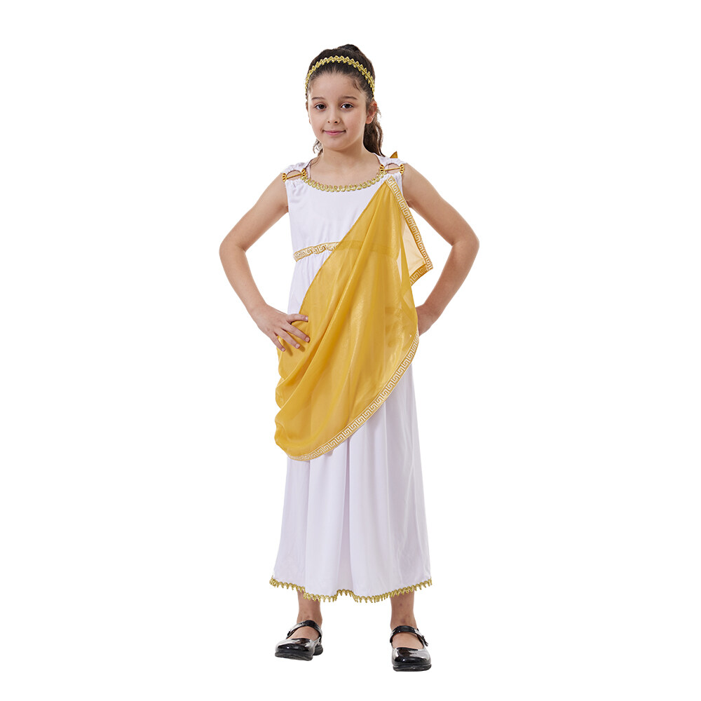 Child Roman Greek Goddess Halloween Costume Girl s Gold Toga