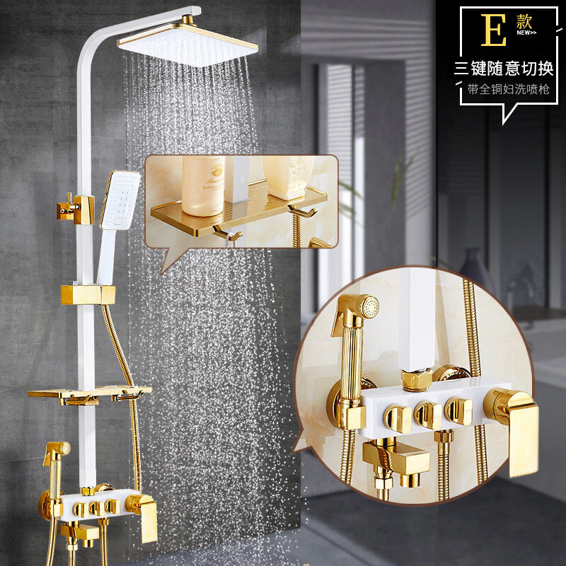 Rainfall Shower Faucet Golden Black Bathroom Shower Set With Bidet