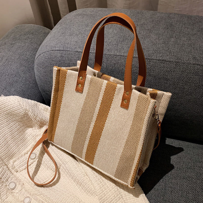 College Student Class Handheld Canvas Commuting One Shoulder Crossbody Large Capacity Notebook A4 Teacher Briefcase