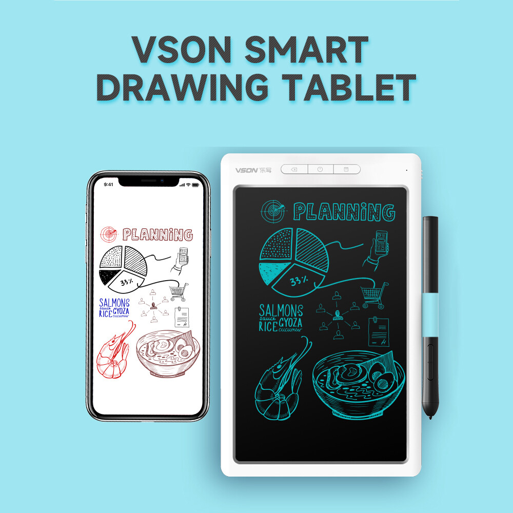 KKmoon VSON Smart Graphics Tablet Digital Drawing Tablet 8192 Levels Pressure Sensitivity Synchronous Notes Transmission White