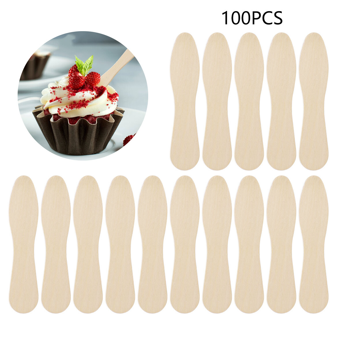 PickEgg 100pcs Wooden Ice Cream Spoons Wood Taster Spoons Popsicle ...