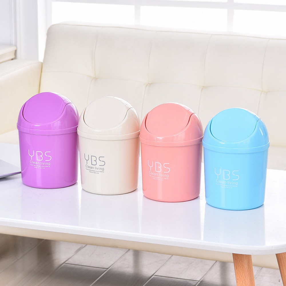 CHARDRUSHRU Container Ash Urns Storage Box Mini Bin Basket Dustbin Desktop Garbage Rolling Cover Can Trash Waste