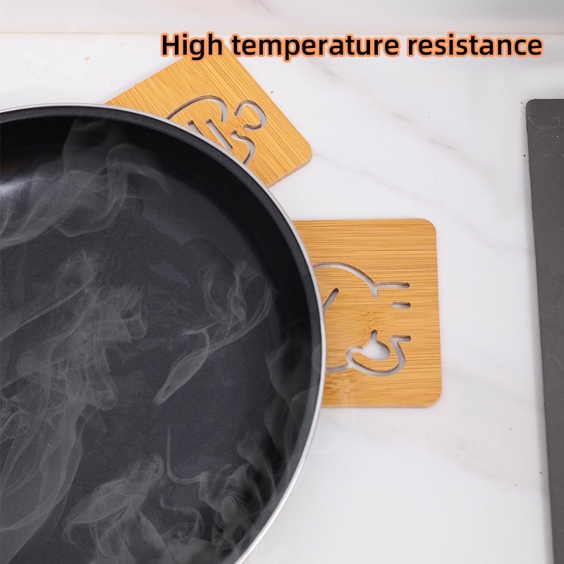 Sáng tạo hoạt hình bằng gỗ cách nhiệt Coaster dày rỗng không trượt placemat phụ kiện bàn bếp