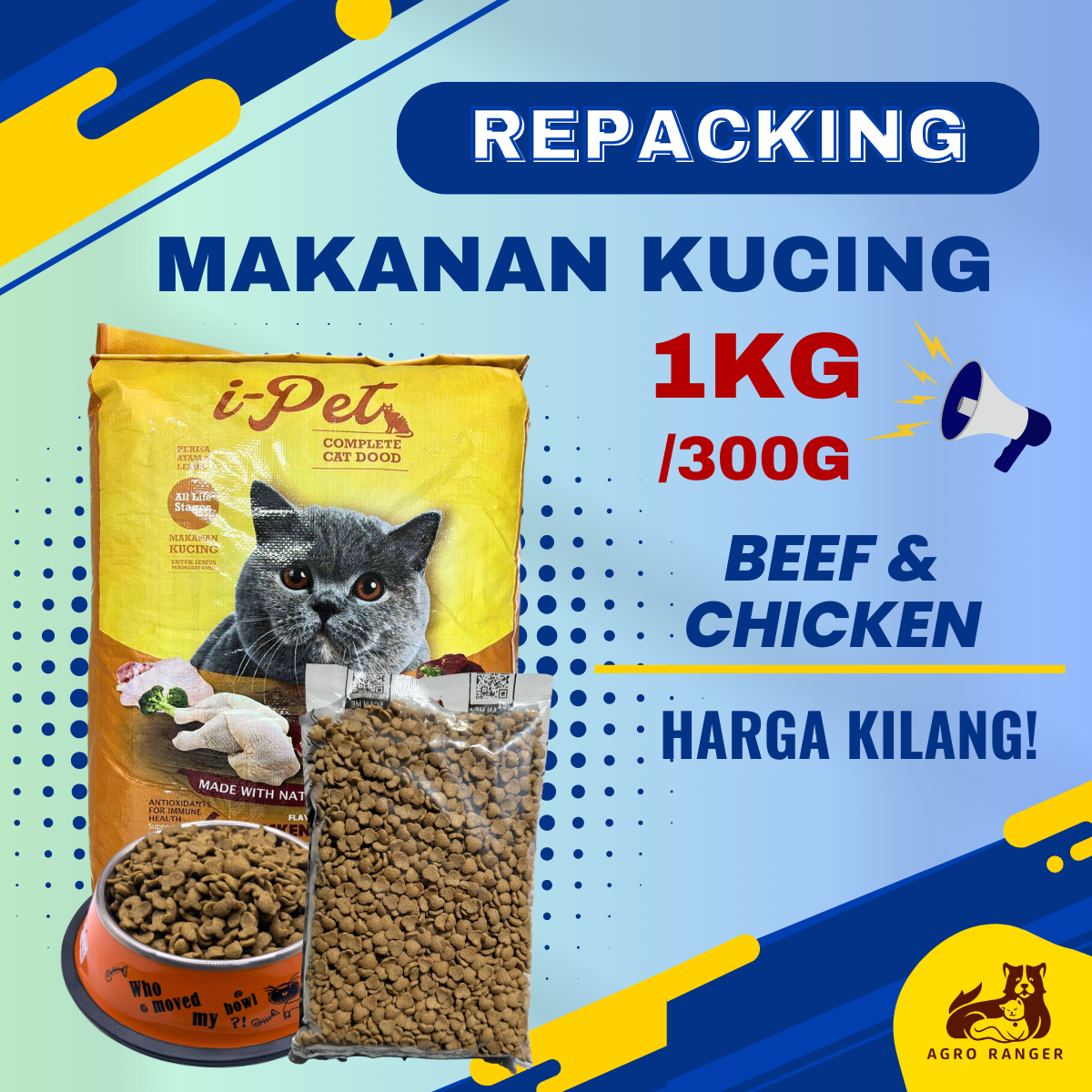 Hair & Skin Repack Cat food / Beef Flavour with chicken / Premium ...