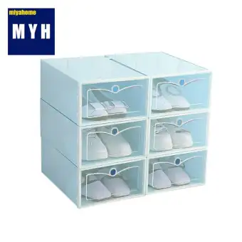 Miyahome Clear Plastic Shoe Boxes Stackable Floding Diy Shoe