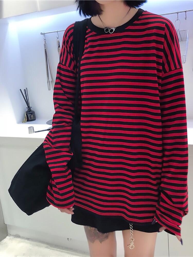 T Shirt Men Stripes Red Black - Shop T 