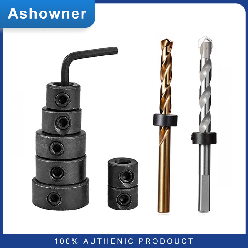 Ashowner 7pcs Drill Stop Assortment, 3-12mm Drill Depth Stop Collars Limit Ring Dowel Shaft Chuck Positioner Locator for Drill Bits Consistent Drilling