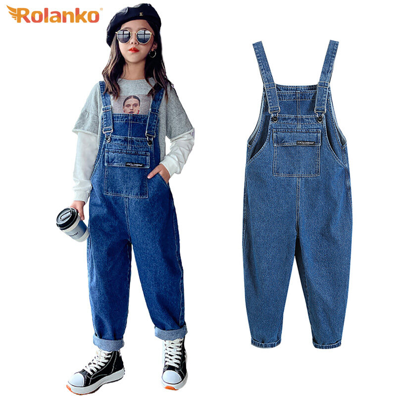 Rolanko 5 14 Years Girls Denim Jumper Overalls Kids Bottoms Jeans Pants Suspender Trousers Clothing Children s Daily Casual Wear Lazada PH