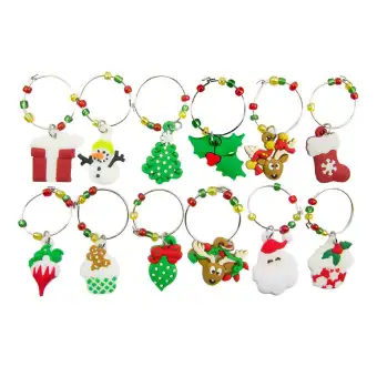 6pcs 12pcs Wine Charms Metal Christmas Cup Fit Enamel Pvc Jewelry