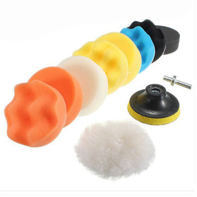 11PCS Sponge Polishing Foam Waxing Buffing Pads Set Kit Compound Auto Car Drill