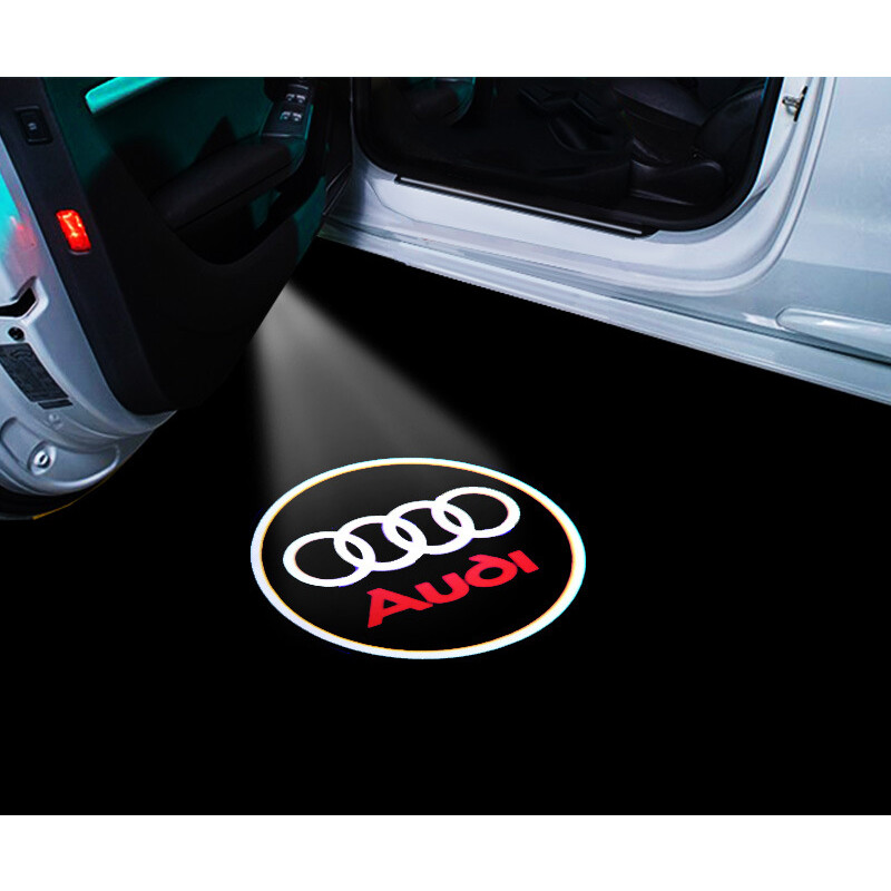 2 pack audi sline logo led light door shadow projection lamp for audi cars