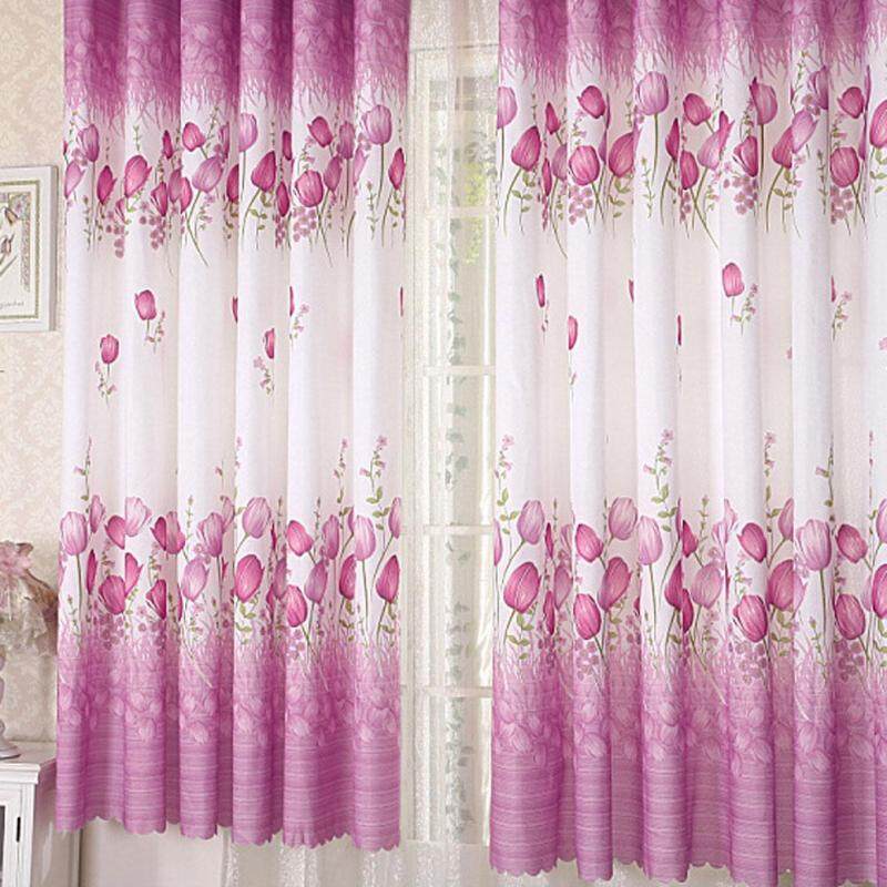 Trang Chủ Hiện Đại Cửa Sổ Phòng Khách Hoa Văn Hình Hoa Tulip Rèm Màu Tím