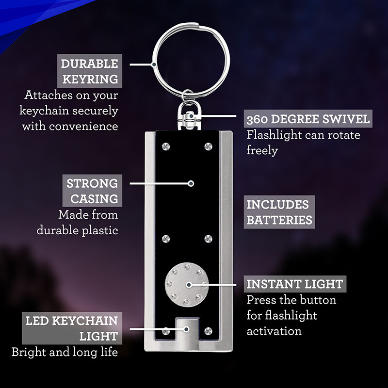 BOKALI 2PCS LED Keychain Light Bright Flashlight Keyring Camping Mini Pocket Torch