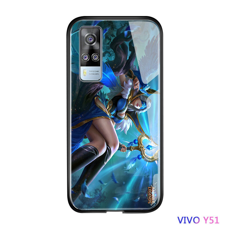 ucuc Phone case For VIVO Y31 2021 casing vivoy51 Game Cover MLBB Mobile Game Phone Cases For Boys Glossy Tempered Glass Back Mobile legendst Bang Bang Cover Casing