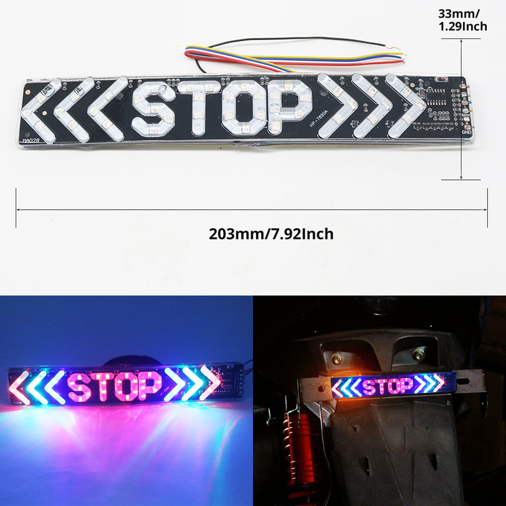 LED 12V Motorcycle Tail Light STOP Flash Light Motor Indicator Brake Turn Signal Driving Warning Lamp