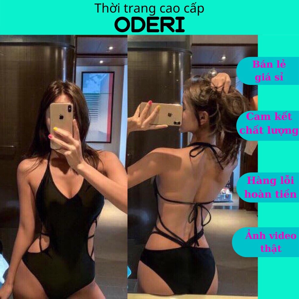 [HCM]Bikini Đồ Bơi Đi Biển Liền Đen Secxy KG0006 ODERI
