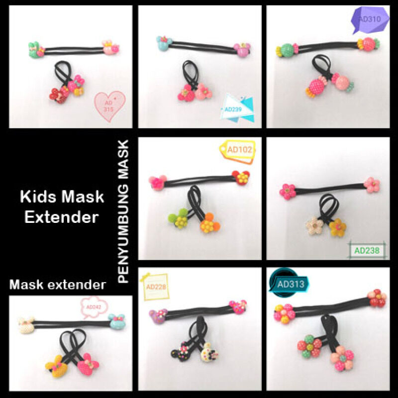 2PCS Mask dan mask extender, penyambung penutup mulut budak ADKBLACK