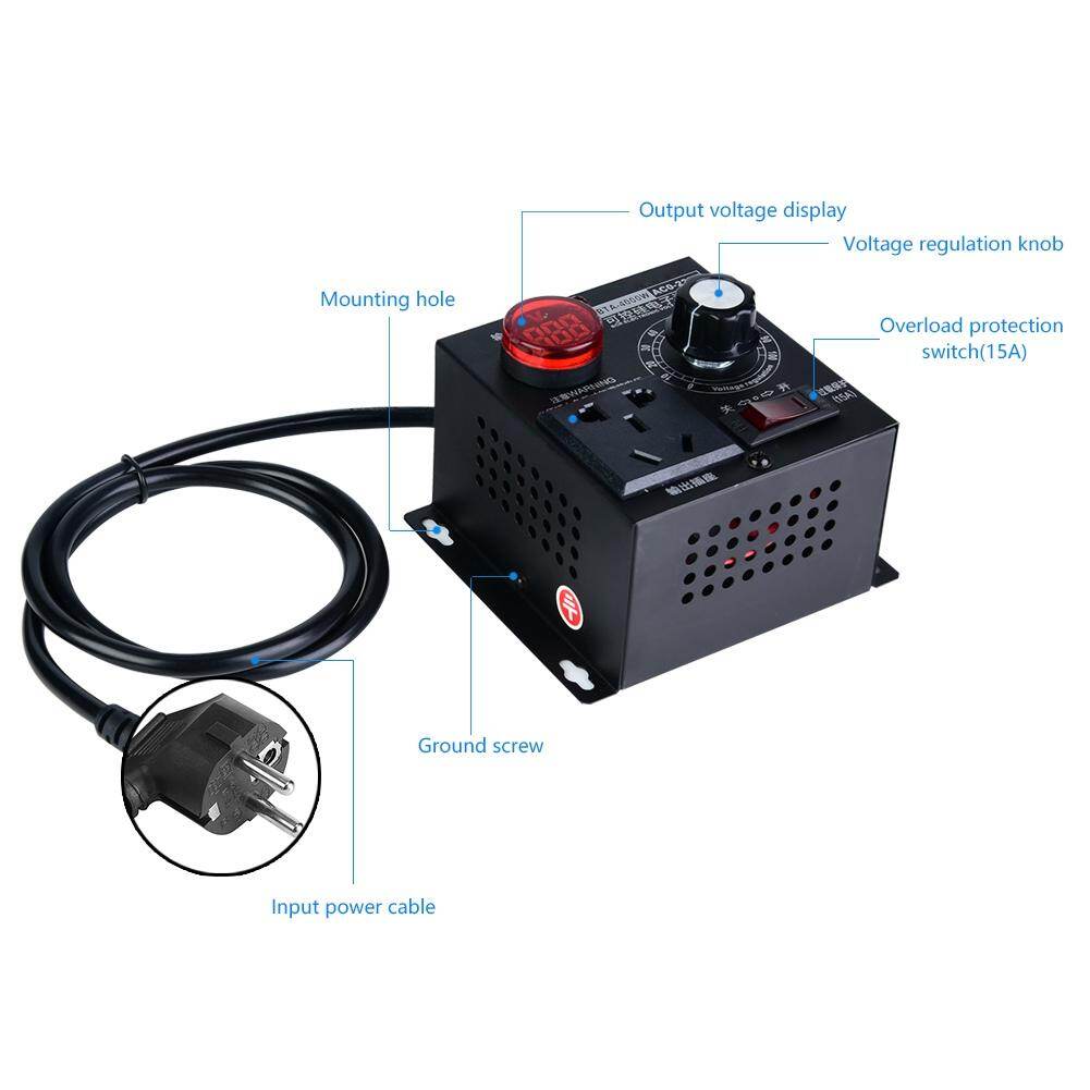 AC 220V 4000W SCR Voltage Regulator Motor Fan Speed Controller Dimmer