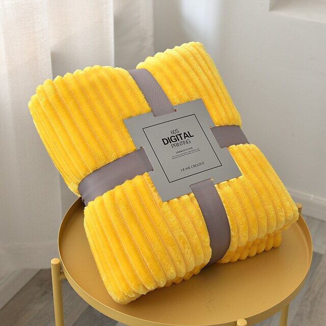 Super Soft Quilted Flannel Blankets For Beds Solid Striped Mink Throw Sofa Cover Bedspread Winter Warm Blankets120x200/200x230cm
