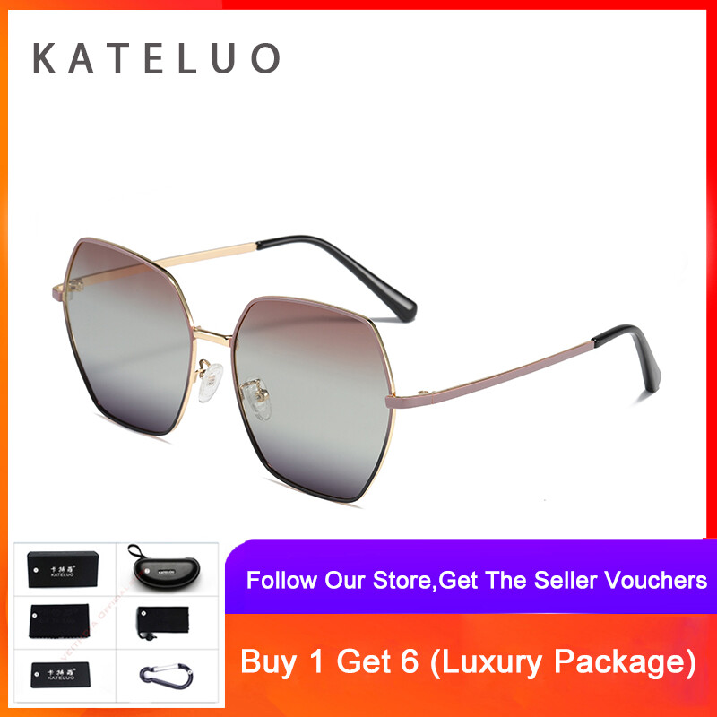 KATELUO LS320 Women's Polarized Sunglasses Oversized Square Frame Gradient Lens Plain Goggles